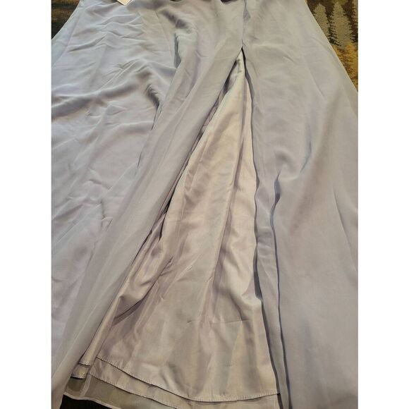 NWT Azazie Dress Women's 20 Blue Ice Periwinkle Chiffon Long Sleeveless V Neck - Picture 7 of 8